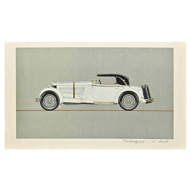 Willie Seidl, Vintage Car, Woodcut, 1950s For Sale