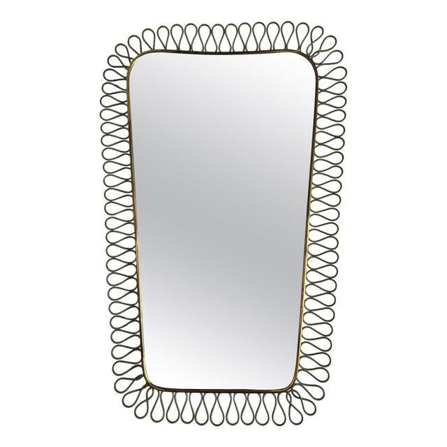 Mid-Century Modern Italian Brass Mirror by Gio Ponti, 1950s For Sale