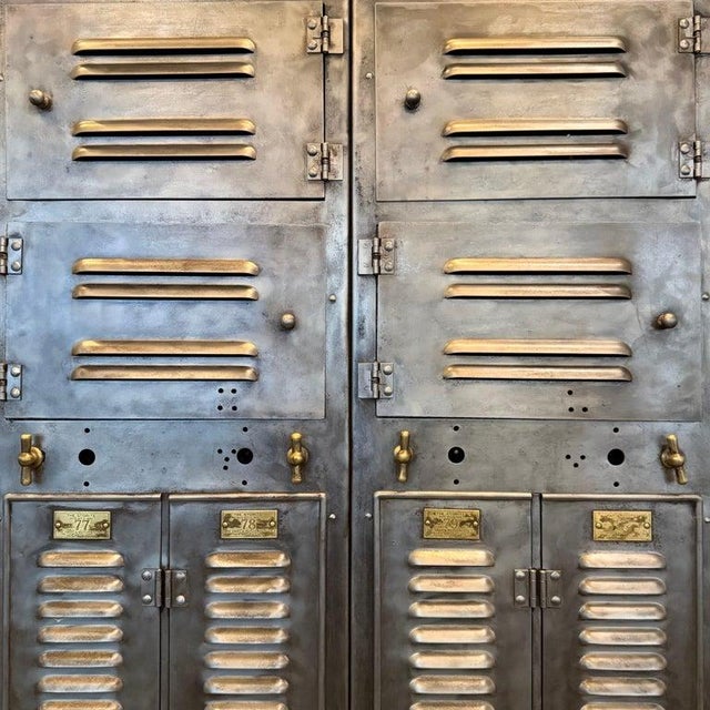 1920s 1920s Industrial Brushed Steel Factory Lockers by Hart & Hutchinson Co. For Sale - Image 5 of 15