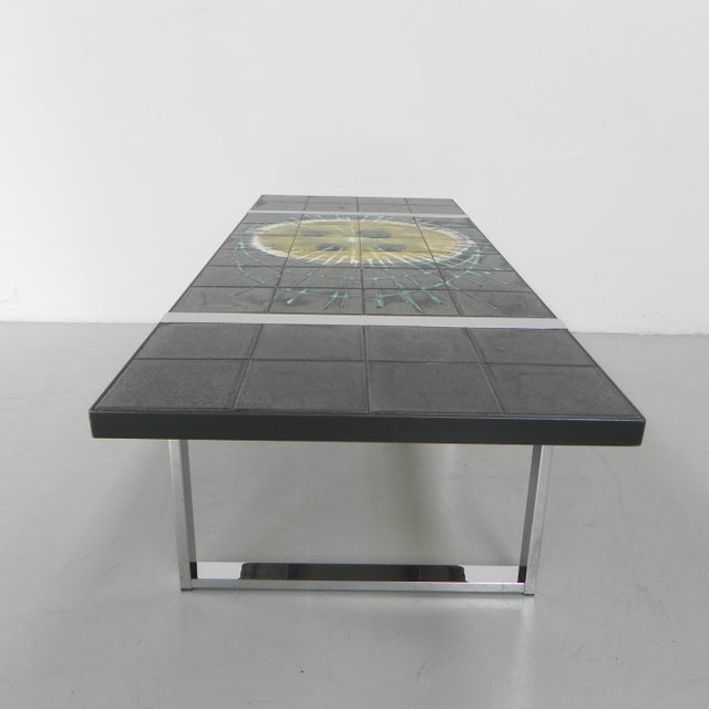 Height: 50.5 cm. Width: 166 cm. Depth: 63 cm. The chrome has 1 small damage (see last photo). Origin: Belgium, 1970s....