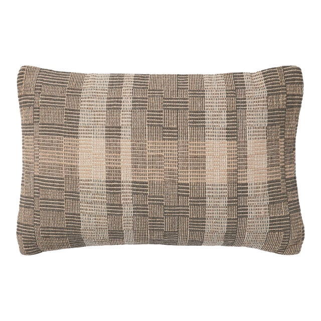 Amber Lewis x Loloi Bea Charcoal / Natural 13'' x 21'' Cover Only Pillow For Sale