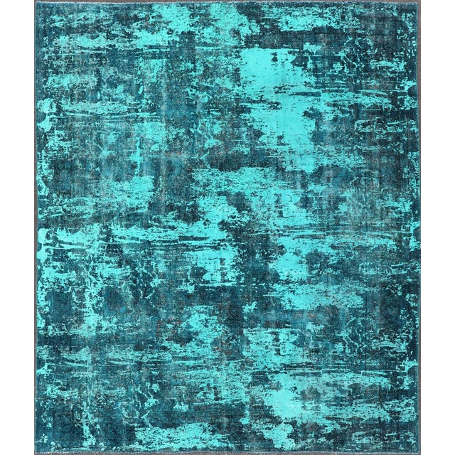 Luxurious Modern Design Vintage Rug in Shades of Blue, Turquoise, Teal and Green For Sale - Image 13 of 13