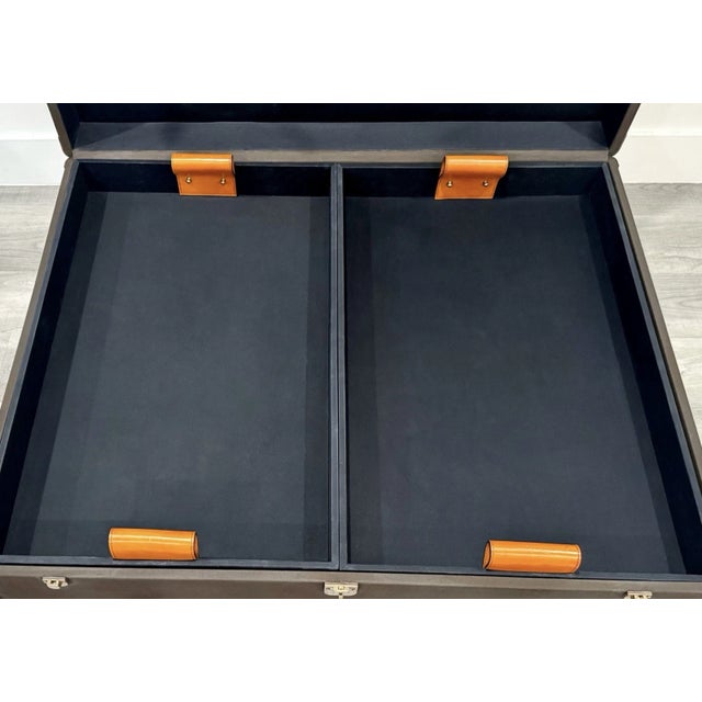 Late 20th Century Late 20th Century Ralph Lauren Home Oxford Espresso Canvas & Saddle Leather Luggage Trunk Coffee Table For Sale - Image 5 of 10