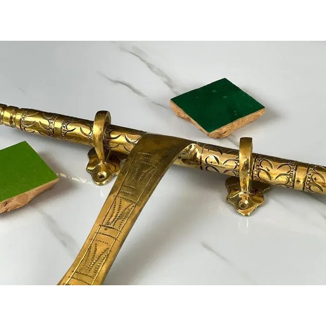 Moroccan Engraved Brass Sliding Door Bolt Latch For Sale - Image 4 of 5