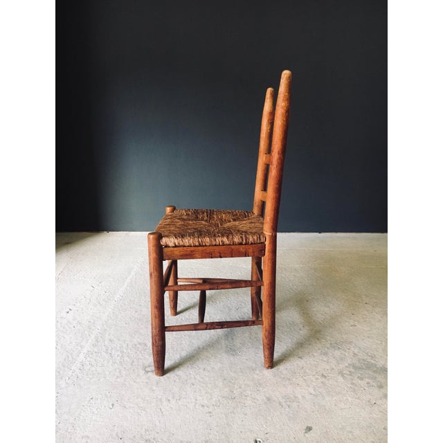 Low Rustic Ladder Back Dining Chairs in Oak and Rush, Belgium, 1950s, Set of 6 For Sale - Image 11 of 18