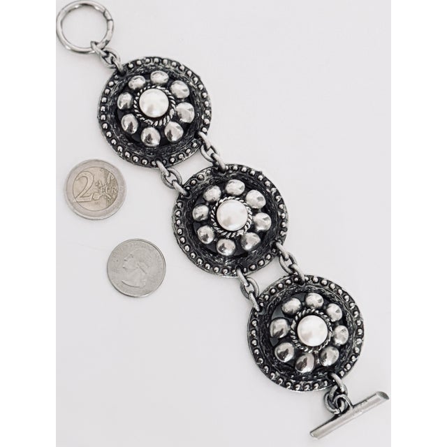 Vintage French Floral Medallion Bracelet, Attributed to Chanel, Acquired in Paris For Sale - Image 10 of 13