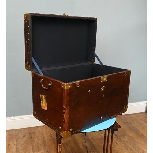Vintage Leather Travel Trunk For Sale - Image 9 of 10
