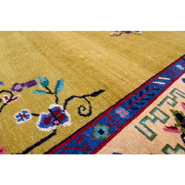 1970s Vintage Persian Handmade Wool Cotton Yellow Runner Rug For Sale - Image 9 of 11