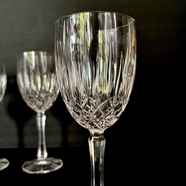 Vintage Gorham Regalta Cut Diamond, Faceted Stem Crystal Goblets, Set of 6 For Sale In Miami - Image 6 of 10