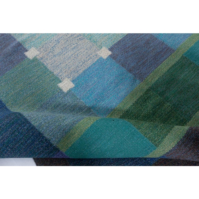 Doris Leslie Blau Mid-20th Century Swedish Flat Woven Rug by Ulla Pakdal For Sale - Image 4 of 9