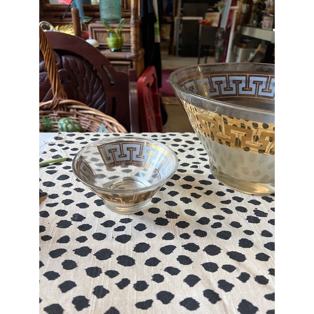 Gold 1970s Gold Accent Greek Key Serving Glass Bowls- Set of 2 For Sale - Image 8 of 8