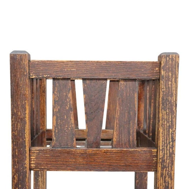 Arts & Crafts Mission Oak Slat Side Plant Stand C1920 For Sale - Image 4 of 9