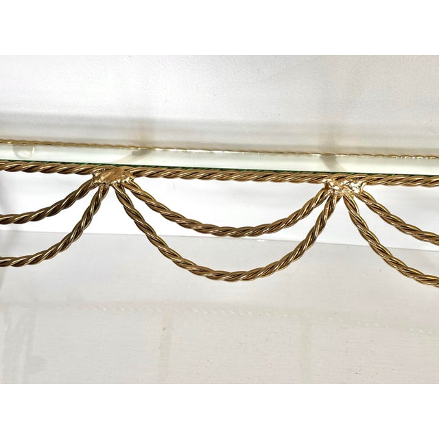 Dorothy Draper 1980s Gilded Tassel and Swagged Rope Wall Shelf For Sale - Image 4 of 6