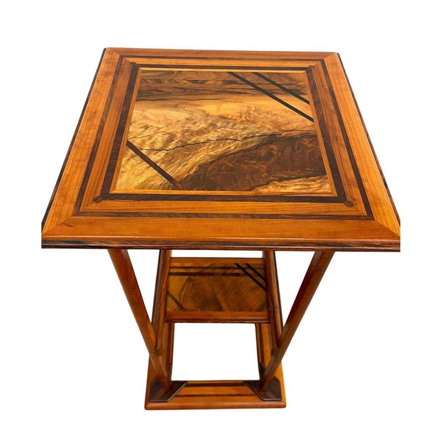 Modern 1970s Studio Craft Pedestal Side Table by Jim Hessel for Artwood Gallery, Northwest Modern Woodworking For Sale - Image 3 of 12