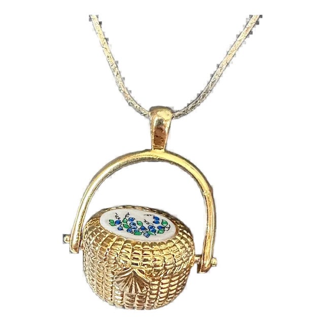 Gold Tone Nantucket Basket Pendant For Sale