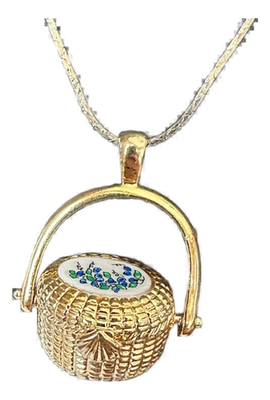 Gold Tone Nantucket Basket Pendant