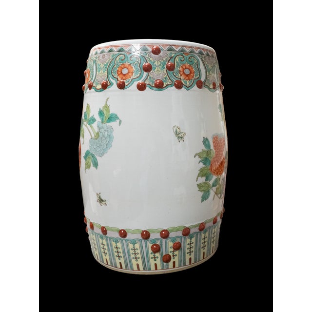1960s 1960s Chinese Porcelain Set of Two (2) Porcelain Famille Verte Garden Seats For Sale - Image 5 of 9