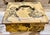 Beautiful vintage light tan and dark gray decoupaged Joy motif trinket box (such as a decorative trinket, jewelry, or...
