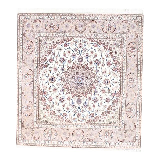 2020s Ivory Isfahan Hand-Knotted Silk & Korker For Sale