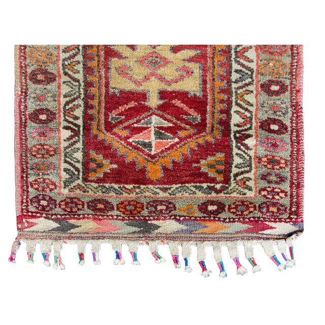 Burgundy Vintage Turkish Konya Runner For Sale - Image 8 of 10