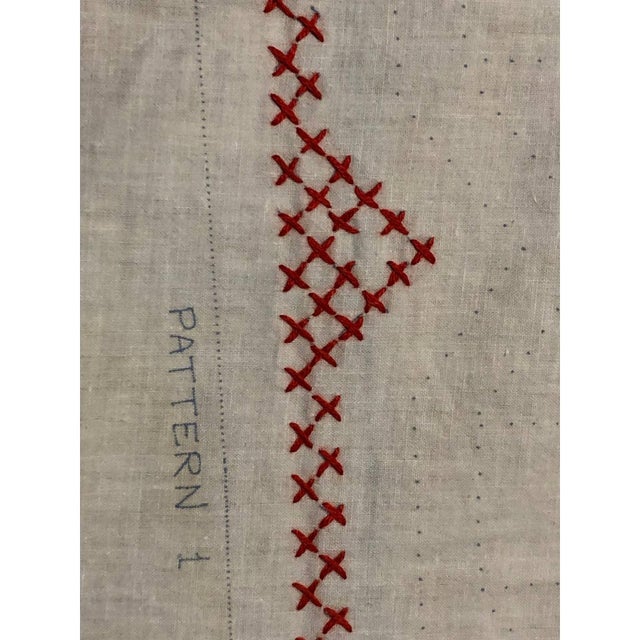 A Pair of Vintage Hand Embroidered Curtains Criss Cross 35”w X 100”l For Sale - Image 9 of 12