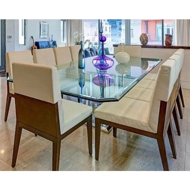 Cumberland Furniture Mid Century Modern Dining Chairs Upholstered in White Leather, Set of 8 For Sale - Image 4 of 5