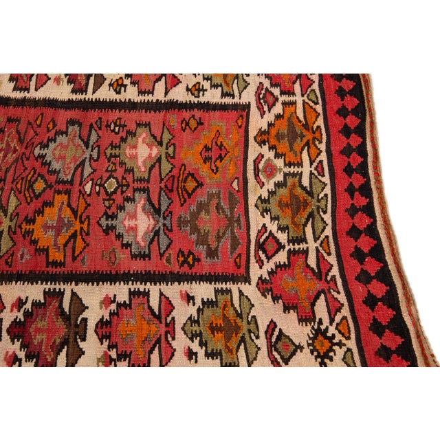 Mid-20th Century Turkish Kilim Red Handmade Tribal Wool Rug For Sale In New York - Image 6 of 8