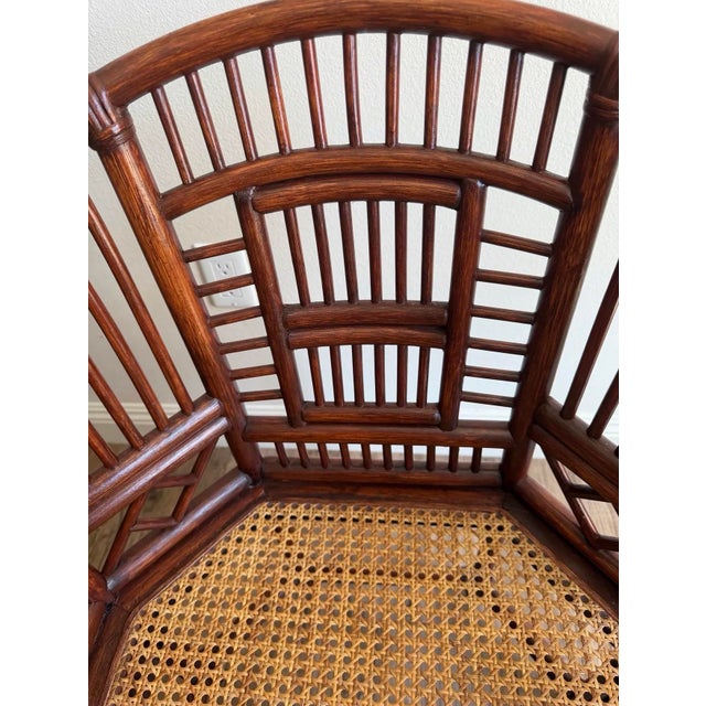 Chinoiserie Pair of Vintage Bamboo, Rattan & Cane Arm Chairs in the Style of Brighton Pavilion For Sale - Image 3 of 3