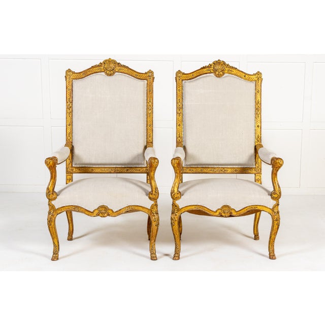 Set of French Régence Giltwood Armchairs, 1900s For Sale - Image 3 of 14