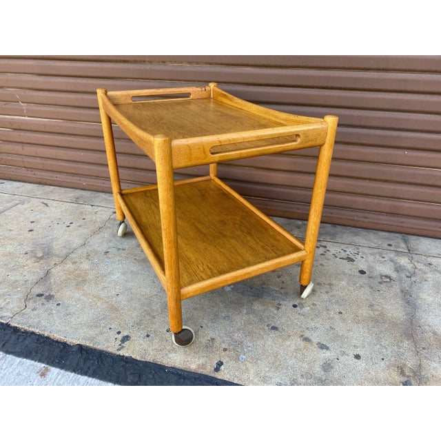 Mid-Century Modern 1950s Mid-Century Danish Modern Oak Serving Cart by Hans Wegner for Andreas Tuck For Sale - Image 3 of 8