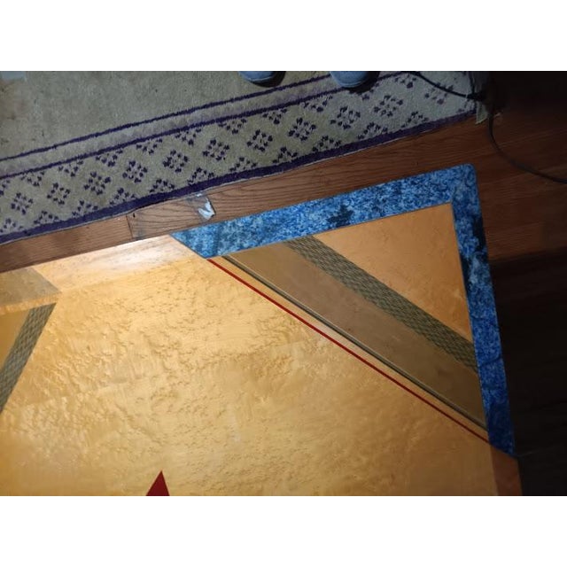 1980s Coffee Table for Saporitti of Elm and Dyed Markety and Blue Granite Attributed to Giovanni Offredi 1980 , Ummarked For Sale - Image 5 of 8