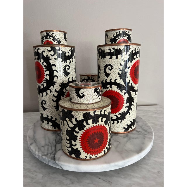Vintage Fabienne Jouvin Paris Ouzbek Cloisonné Tea Canister - Large For Sale In San Francisco - Image 6 of 10