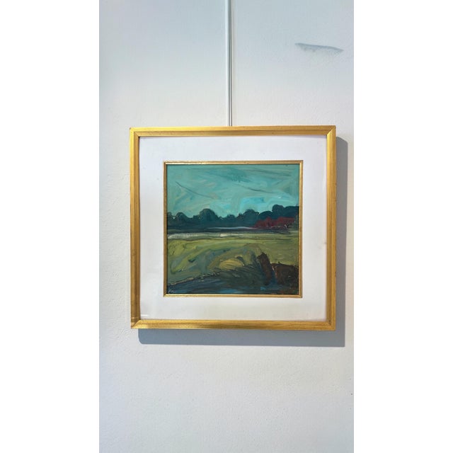 Paint American Landscape Painting in the Manner of Albert York (1928-2009) Signed For Sale - Image 7 of 12