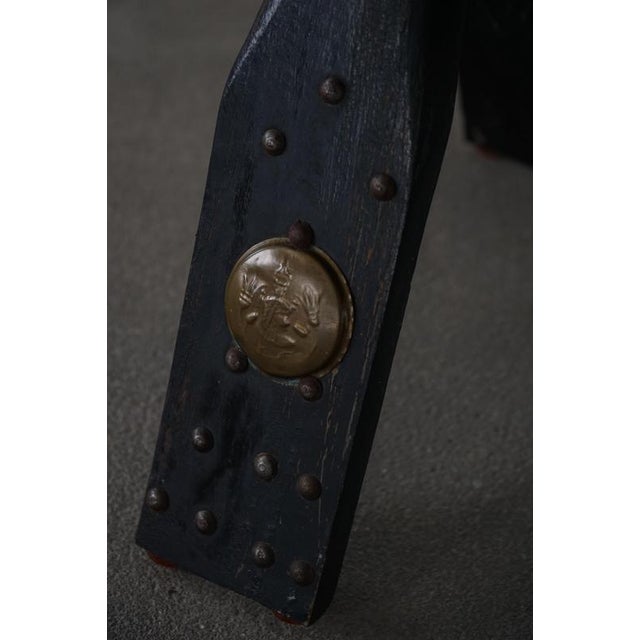 Moroccan Dark Red Upholstered Camel Saddle Ottoman, North Africa, 1940s For Sale - Image 11 of 17