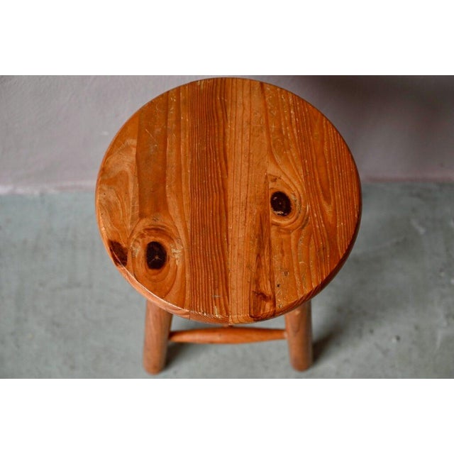 Rustic Farmhouse Stool in Wood For Sale - Image 6 of 10