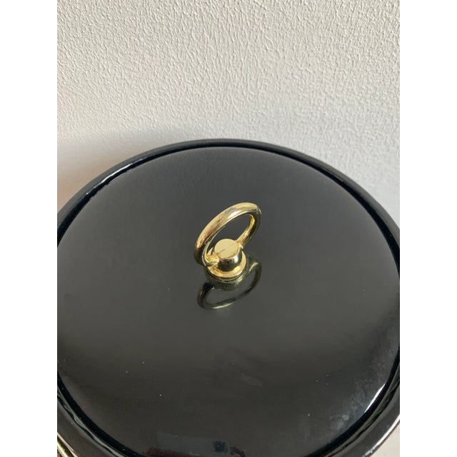 Mid-Century Modern Black Vinyl & Brass Standing Ice Champagne Bucket For Sale In Seattle - Image 6 of 10