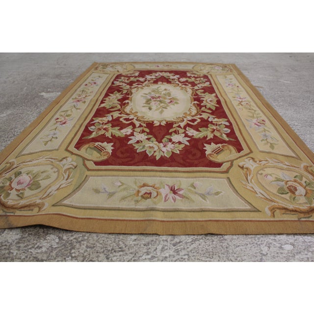 Textile French Aubusson Approx. 4x6 Area Throw Rug For Sale - Image 7 of 10