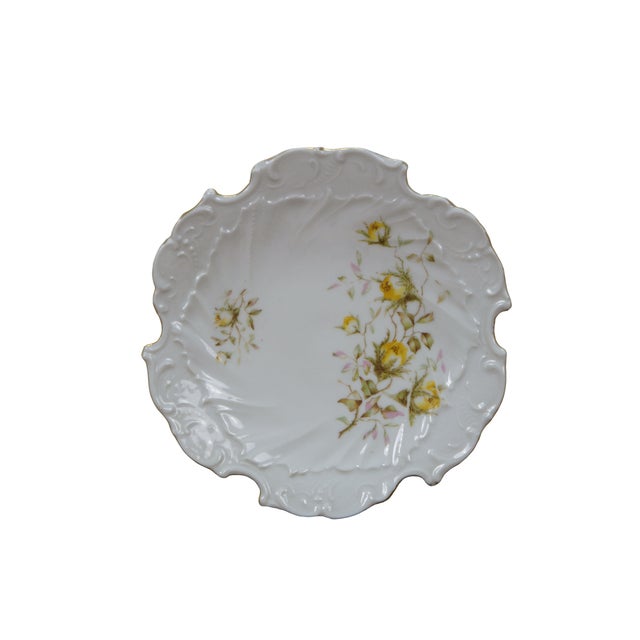 Victorian 6 Antique Porcelain Embossed Floral Scalloped Dessert Salad Plates 8" For Sale - Image 3 of 12