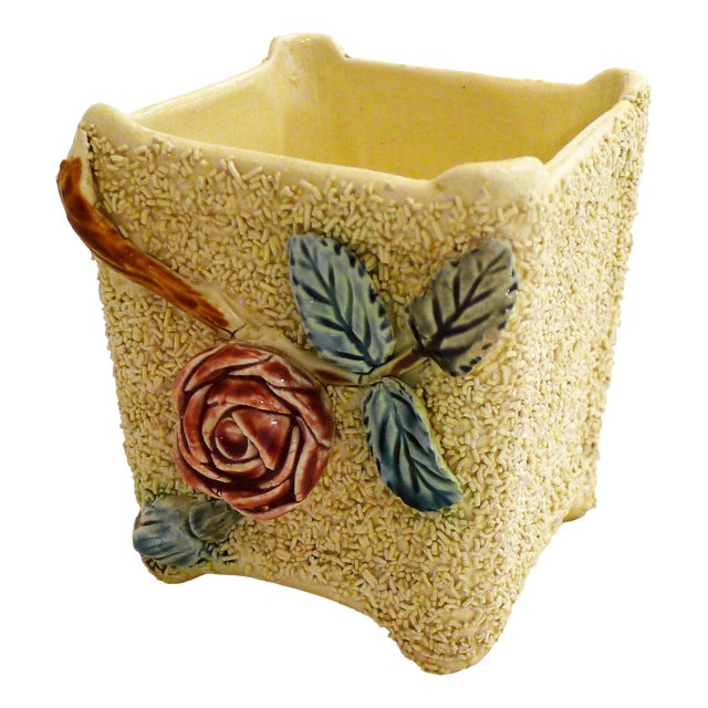 Small Cachepot with Rosebush in Relief, 1890s For Sale