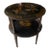 Vintage Chinoiserie Black Lacquer Round Two-Tier Side Table With Glass Top For Sale