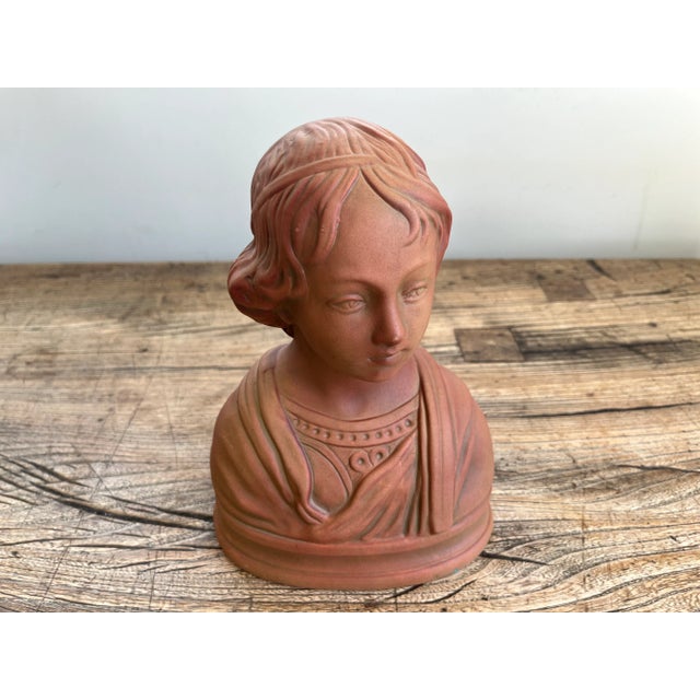 Vintage Art Nouveau Mid Century Modern Italian Ceramic Woman's Bust For Sale - Image 6 of 8