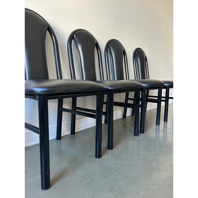 1980s Post Modern Black Dining Chairs Set of 4 Chairish