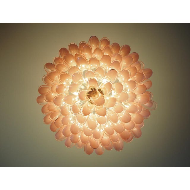 Large Murano Glass Chandelier with 101 Pink Lattimo Glass Petals, 1990s For Sale - Image 15 of 16