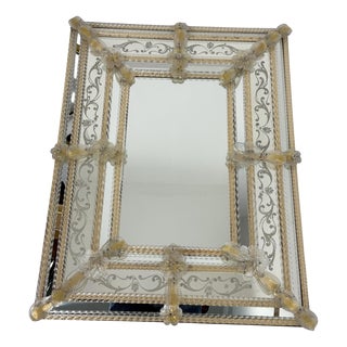Large Murano Glass Wall Mirror in the style of Barovier & Toso, 1940s For Sale