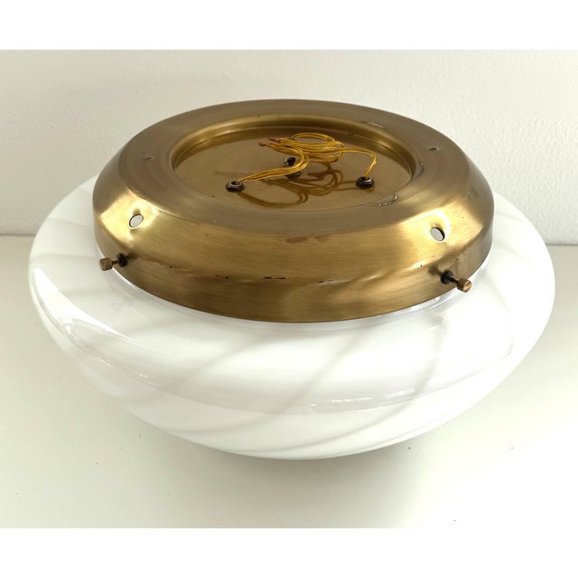 Metal Mid-Century Modern Italian Magic Eye Murano Glass Flush Mount by Venini, 1970s For Sale - Image 7 of 18