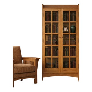 Mission Oak Display China Cabinet / Bookcase - Michael's Cherry - 39"w For Sale