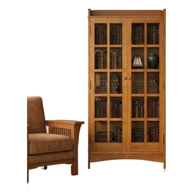 Mission Oak Display China Cabinet / Bookcase - Michael's Cherry - 39"w For Sale