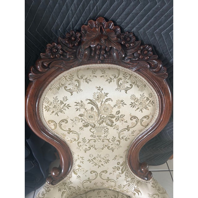 Rococo 19th Century Rococo Revival Carved Bergère Armchair, in the Manner of John Henry Belter For Sale - Image 3 of 10