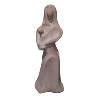 Abstract Terracotta Sculpture of Mother and Child, 1970s For Sale