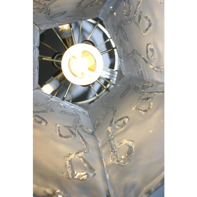 Vintage Glass & Brass Chandelier, 1960s For Sale - Image 4 of 8